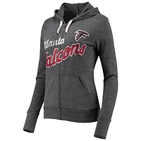 Veste à capuche en trois mélanges entièrement zippée pour femme Atlanta Falcons All American Touch noire