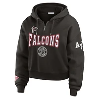 Women's WEAR by Erin Andrews Black Atlanta Falcons Patch Quarter-Zip Pullover Hoodie