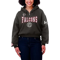 Women's WEAR by Erin Andrews Black Atlanta Falcons Patch Quarter-Zip Pullover Hoodie