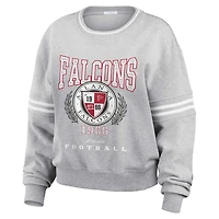 Women's WEAR by Erin Andrews Heather Gray Atlanta Falcons Cropped Pullover Sweatshirt