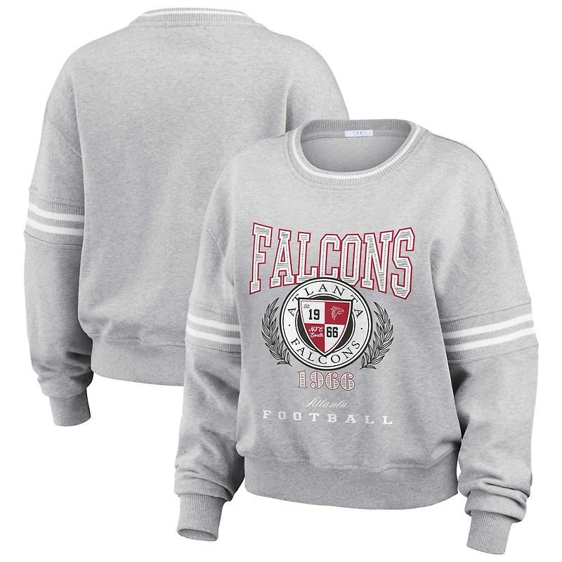 Women's WEAR by Erin Andrews Heather Gray Atlanta Falcons Cropped Pullover Sweatshirt