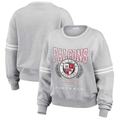 Women's WEAR by Erin Andrews Heather Gray Atlanta Falcons Cropped Pullover Sweatshirt