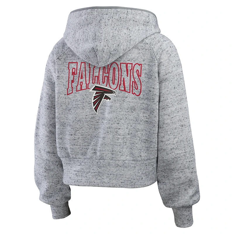Women's WEAR by Erin Andrews  Heather Gray Atlanta Falcons Speckled Fleece Cropped Full-Zip Hoodie