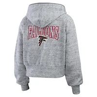 Women's WEAR by Erin Andrews  Heather Gray Atlanta Falcons Speckled Fleece Cropped Full-Zip Hoodie