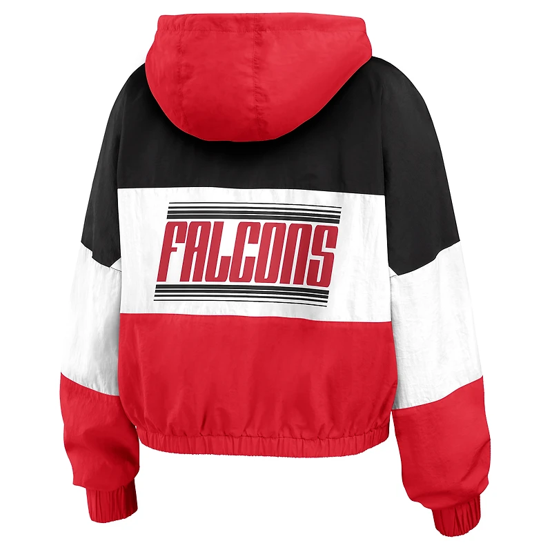 Veste coupe-vent entièrement zippée à blocs de couleurs rouge/noir Atlanta Falcons pour femme WEAR by Erin Andrews