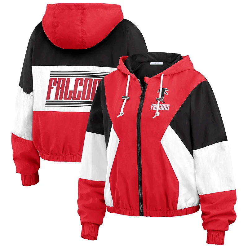 Veste coupe-vent entièrement zippée à blocs de couleurs rouge/noir Atlanta Falcons pour femme WEAR by Erin Andrews