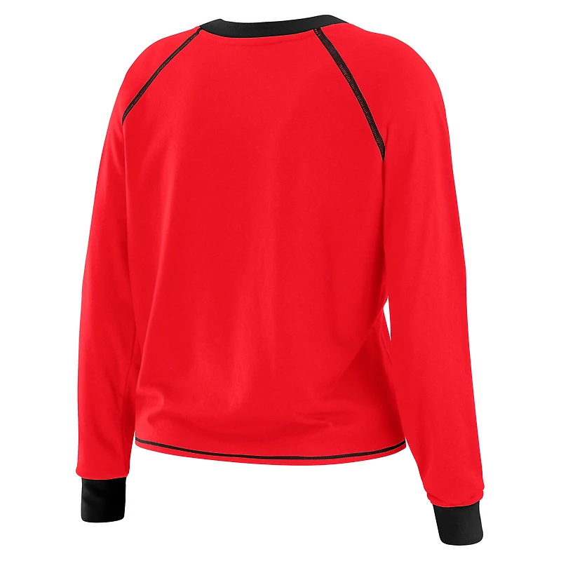 Women's WEAR by Erin Andrews Red/Black Atlanta Falcons Plus Tie-Front Long Sleeve Top