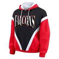 Women's WEAR by Erin Andrews Red/Black Atlanta Falcons Retro Crinkle Full-Zip Hoodie Windbreaker