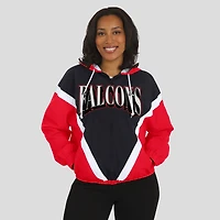 Women's WEAR by Erin Andrews Red/Black Atlanta Falcons Retro Crinkle Full-Zip Hoodie Windbreaker
