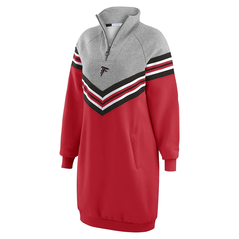 Women's WEAR by Erin Andrews Red/Heather Gray Atlanta Falcons Chevron Stripe Dress