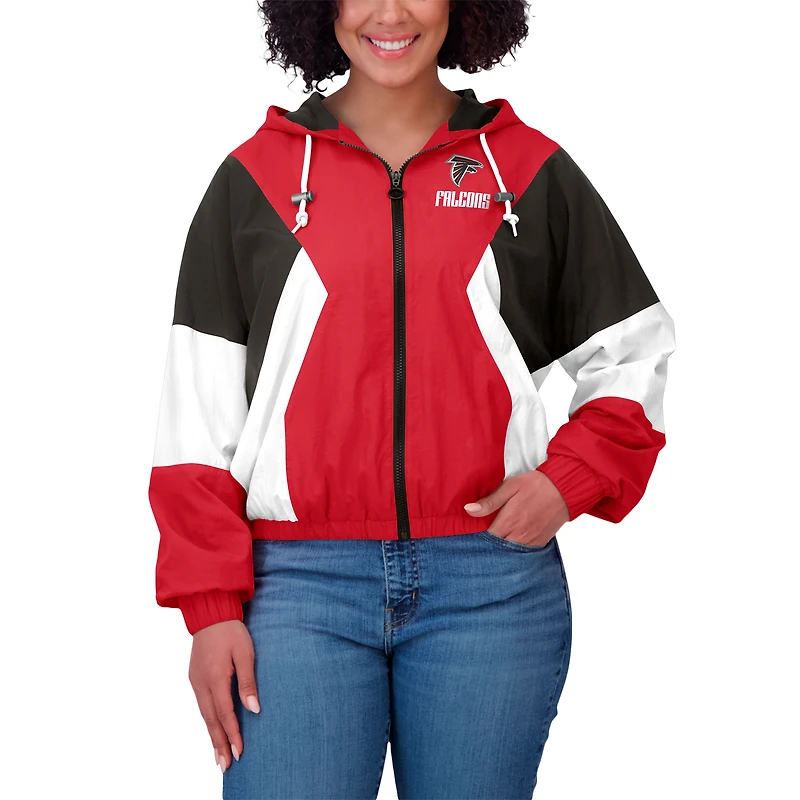 Veste coupe-vent entièrement zippée à blocs de couleurs rouge Atlanta Falcons WEAR by Erin Andrews pour femme
