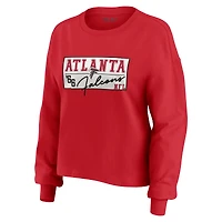 Women's WEAR by Erin Andrews Red Atlanta Falcons Heavy Rugby Jersey Long Sleeve T-Shirt & Shorts Lounge Set