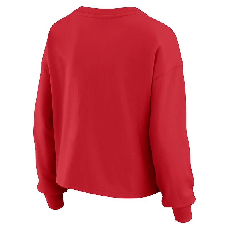 Women's WEAR by Erin Andrews Red Atlanta Falcons Heavy Rugby Jersey Long Sleeve T-Shirt & Shorts Lounge Set