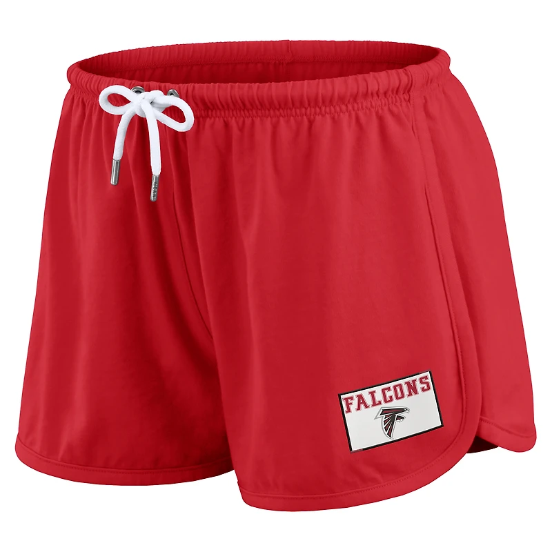 Women's WEAR by Erin Andrews Red Atlanta Falcons Heavy Rugby Jersey Long Sleeve T-Shirt & Shorts Lounge Set