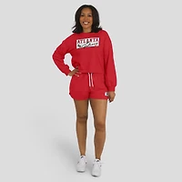 Women's WEAR by Erin Andrews Red Atlanta Falcons Heavy Rugby Jersey Long Sleeve T-Shirt & Shorts Lounge Set