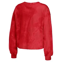 Women's WEAR by Erin Andrews Red Atlanta Falcons Tie-Dye Cropped Pullover Sweatshirt & Shorts Lounge Set