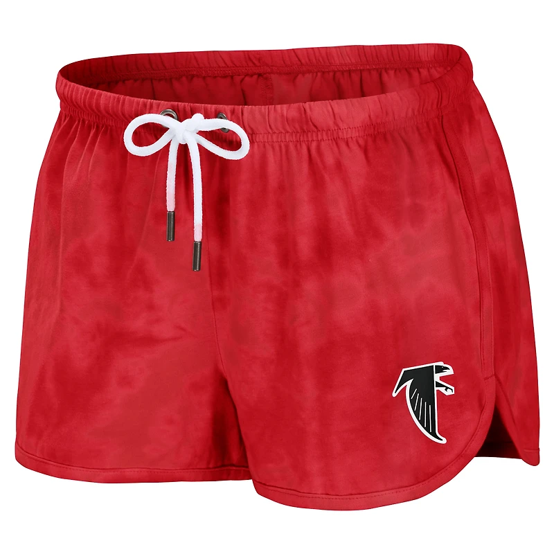 Women's WEAR by Erin Andrews Red Atlanta Falcons Tie-Dye Cropped Pullover Sweatshirt & Shorts Lounge Set