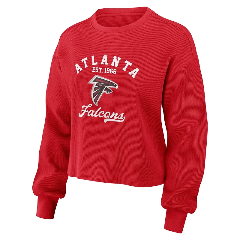 Ensemble de détente pour femme WEAR by Erin Andrews composé d'un t-shirt à manches longues et short en tricot gaufré rouge des Falcons d'Atlanta