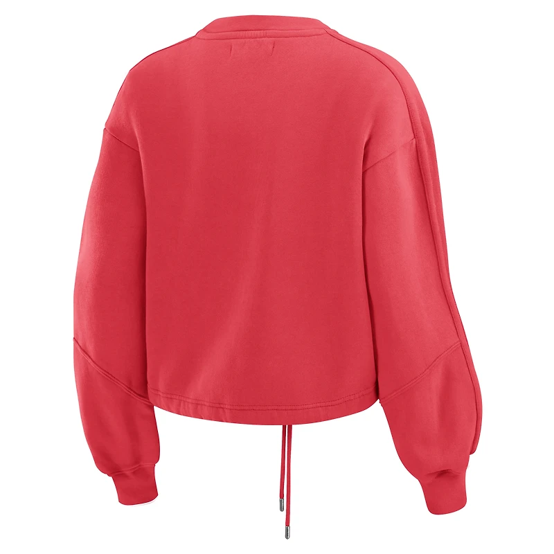 Ensemble de détente pour femme WEAR by Erin Andrews composé d'un t-shirt à manches longues et short en molleton délavé rouge des Falcons d'Atlanta