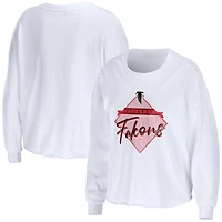 T-shirt court à manches longues pour femme WEAR by Erin Andrews, blanc, des Falcons d'Atlanta