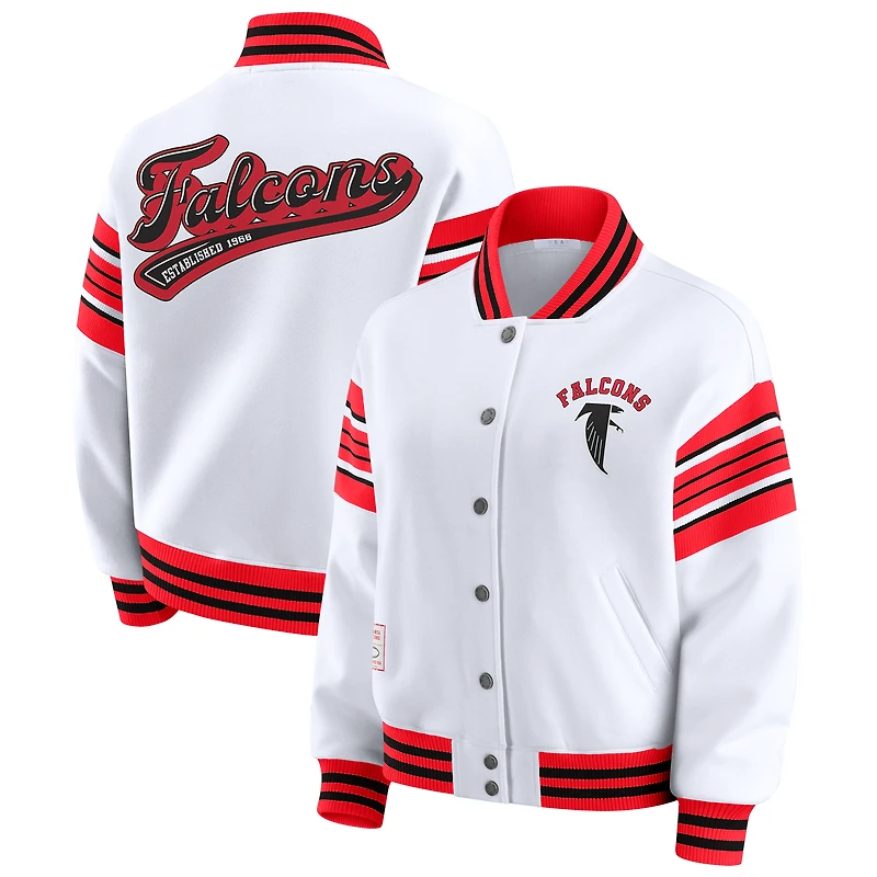 Women's WEAR by Erin Andrews White Atlanta Falcons Full-Snap Fleece Sweatshirt Jacket