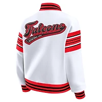 Veste sweat-shirt en polaire blanche à boutons-pression des Falcons d'Atlanta pour femme par Erin Andrews