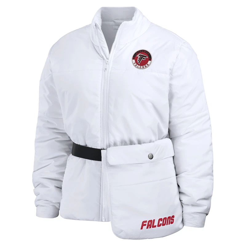 Doudoune zippée entièrement repliable blanche WEAR by Erin Andrews pour femme des Atlanta Falcons