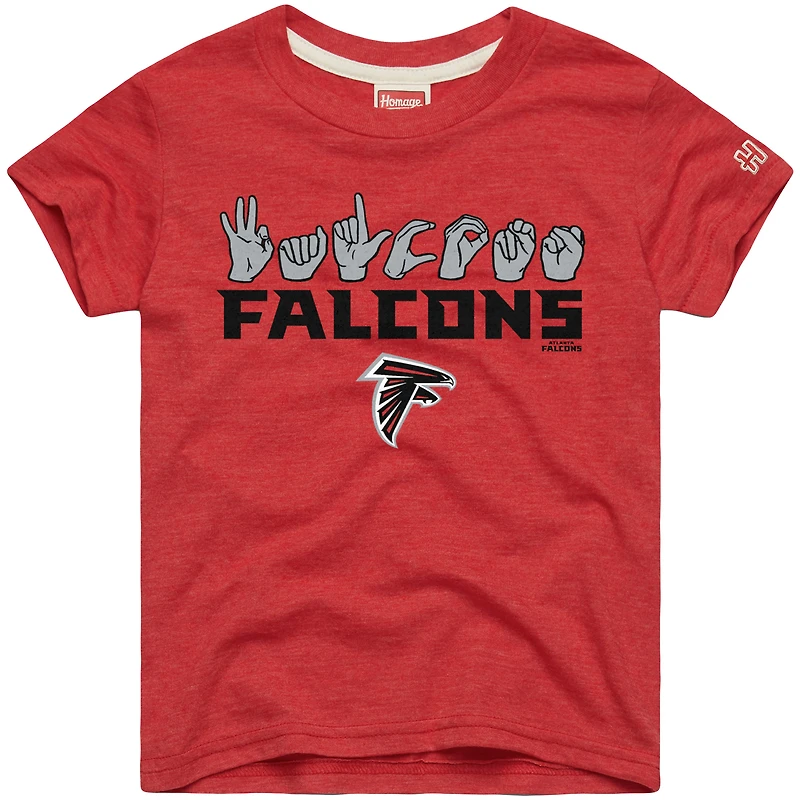 T-shirt rouge hommage aux jeunes Atlanta Falcons Love Sign x ASL 2.0 Tri-Blend