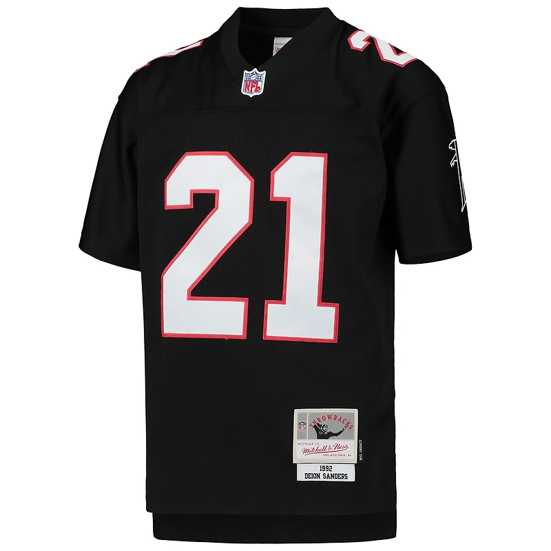 Jeunes Mitchell & Ness Deion Sanders Noir Atlanta Falcons 1992 Legacy Joueur à la retraite Maillot