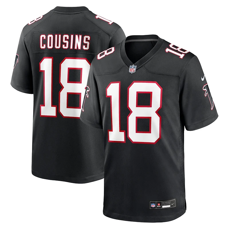 Maillot de match alternatif Nike Kirk Cousins noir pour jeunes des Falcons d'Atlanta