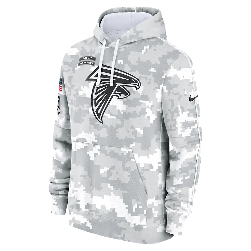 Sweat à capuche Nike Atlanta Falcons 2024 Salute To Service pour jeunes Blanc/Gris