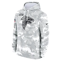 Sweat à capuche Nike Atlanta Falcons 2024 Salute To Service pour jeunes Blanc/Gris