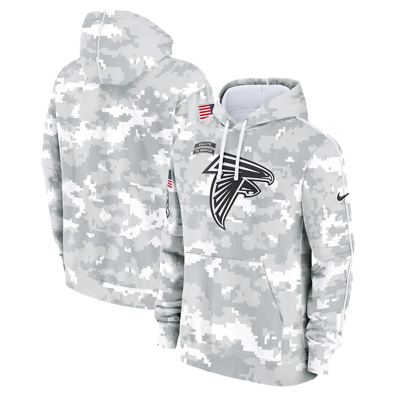 Sweat à capuche Nike Atlanta Falcons 2024 Salute To Service pour jeunes Blanc/Gris