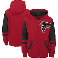 Chandail à capuchon glissière pleine longueur blocs de couleurs Atlanta Falcons rouge pour jeune