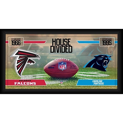 Collage de football encadré 10" x 20" des Falcons d'Atlanta contre les Panthers de la Caroline