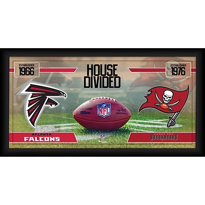 Collage de football encadré 10" x 20" des Falcons d'Atlanta contre les Buccaneers de Tampa Bay