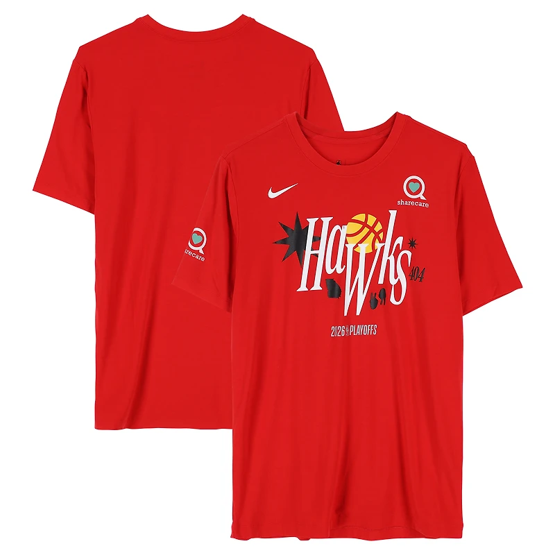 Atlanta Hawks Team-Issued Red Nike T-Shirt from the 2026 NBA Playoffs
