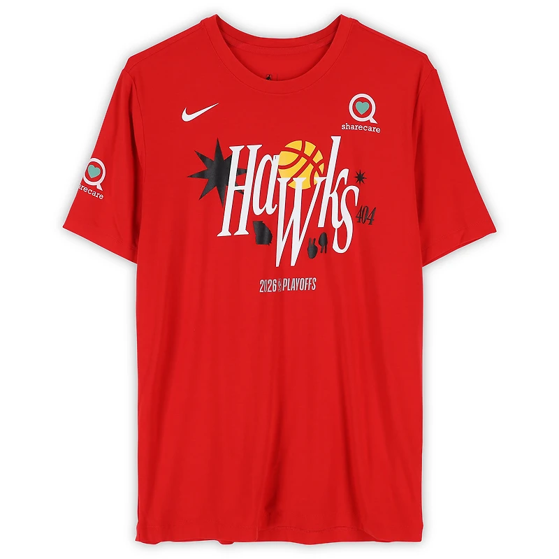 Atlanta Hawks Team-Issued Red Nike T-Shirt from the 2026 NBA Playoffs