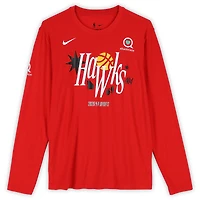 Atlanta Hawks Team-Issued Red Nike Long Sleeve T-Shirt from the 2026 NBA Playoffs - LT