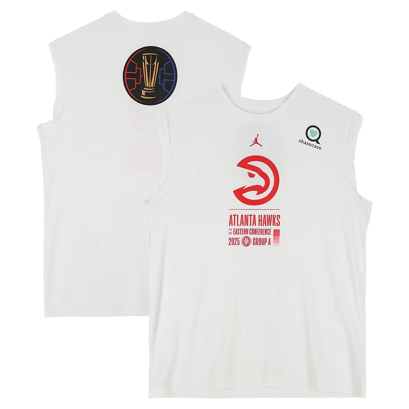 Maillot sans manches blanc Jordan Brand officiel des Atlanta Hawks, saison NBA 2025-2026 - Taille XLT