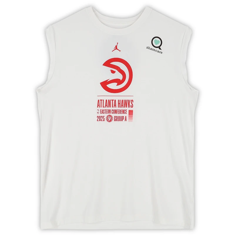 Maillot sans manches blanc Jordan Brand officiel des Atlanta Hawks, saison NBA 2025-2026 - Taille XLT