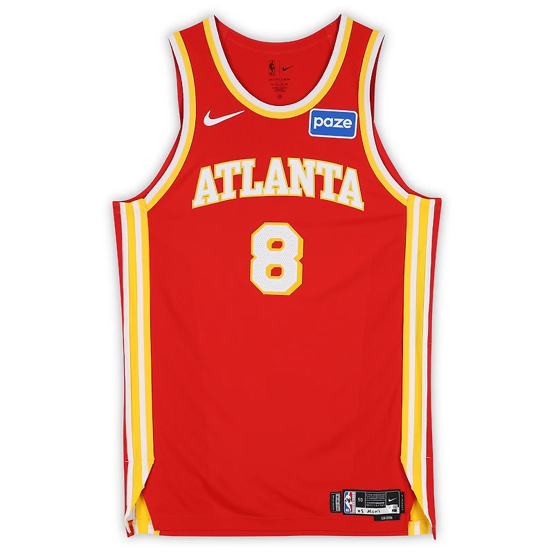 Maillot rouge Nike n° 8 porté par Buddy Hield (Atlanta Hawks) lors du match contre les Memphis Grizzlies le 23 mars 2026 - Taille 50+4