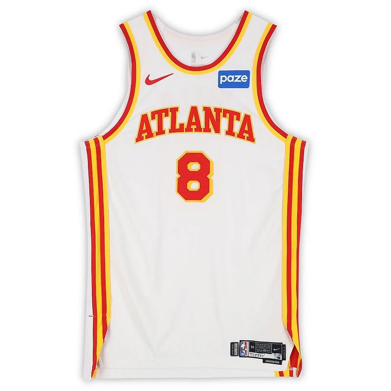 Buddy Hield Atlanta Hawks Game-Used #8 White Nike Jersey vs. Brooklyn Nets on April 3, 2026 - Size 50+4