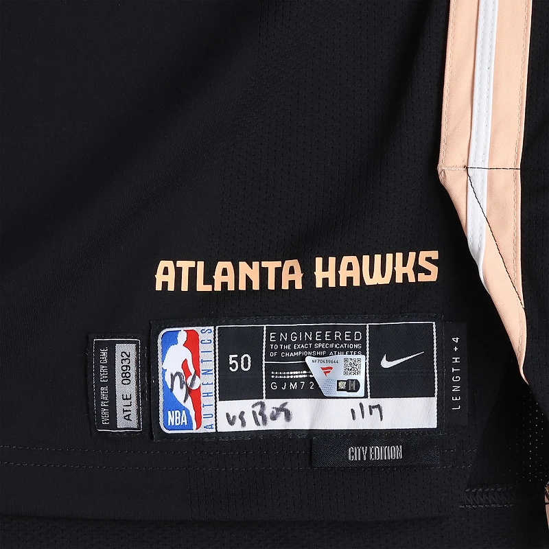 Caleb Houstan Atlanta Hawks Game-Used #33 Black Nike City Edition Jersey vs. Boston Celtics on January 17, 2026 - Size 50+4