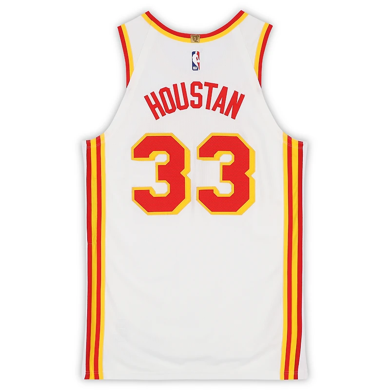 Caleb Houstan Atlanta Hawks Game-Used #33 White Nike Jersey vs. Brooklyn Nets on April 3, 2026 - Size 50+4