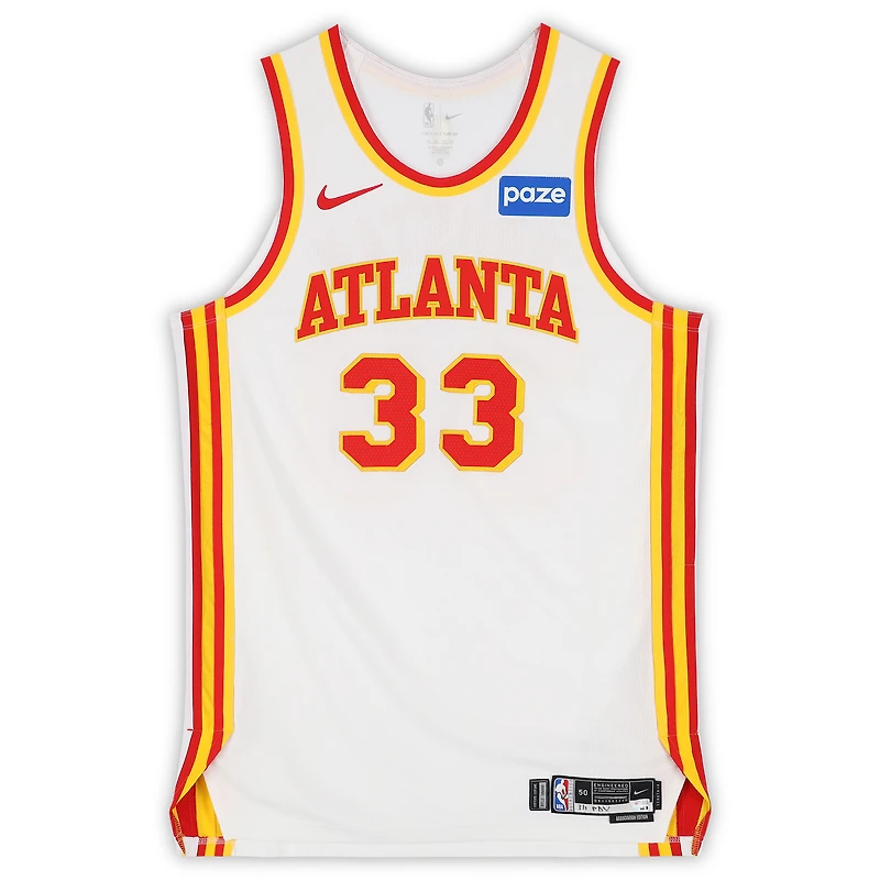 Caleb Houstan Atlanta Hawks Game-Used #33 White Nike Jersey vs. Portland Trail Blazers on March 1, 2026 - Size 50+4