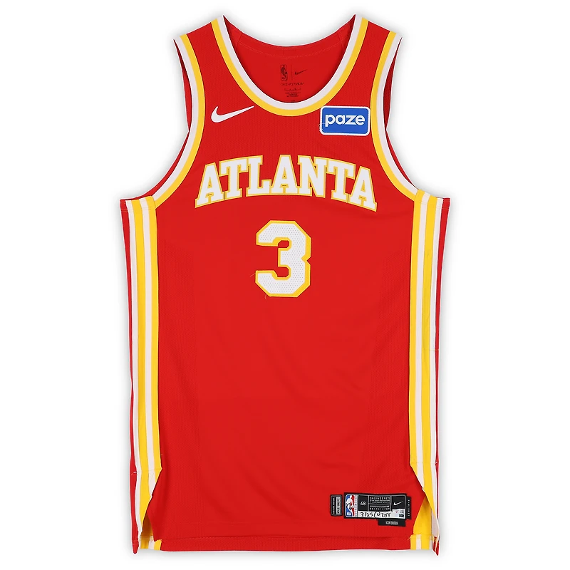 CJ McCollum Atlanta Hawks Game-Used #3 Red Nike Jersey vs. Detroit Pistons on March 25, 2026 - Size 48+4