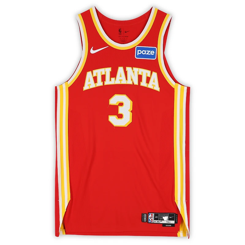 CJ McCollum Atlanta Hawks Game-Used #3 Red Nike Jersey vs. Memphis Grizzlies on March 23, 2026 - Size 48+4