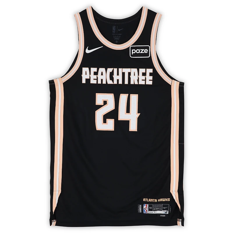 Corey Kispert Atlanta Hawks Game-Used #24 Black Nike City Edition Jersey vs. Washington Wizards on February 26, 2026 - Size 50+4
