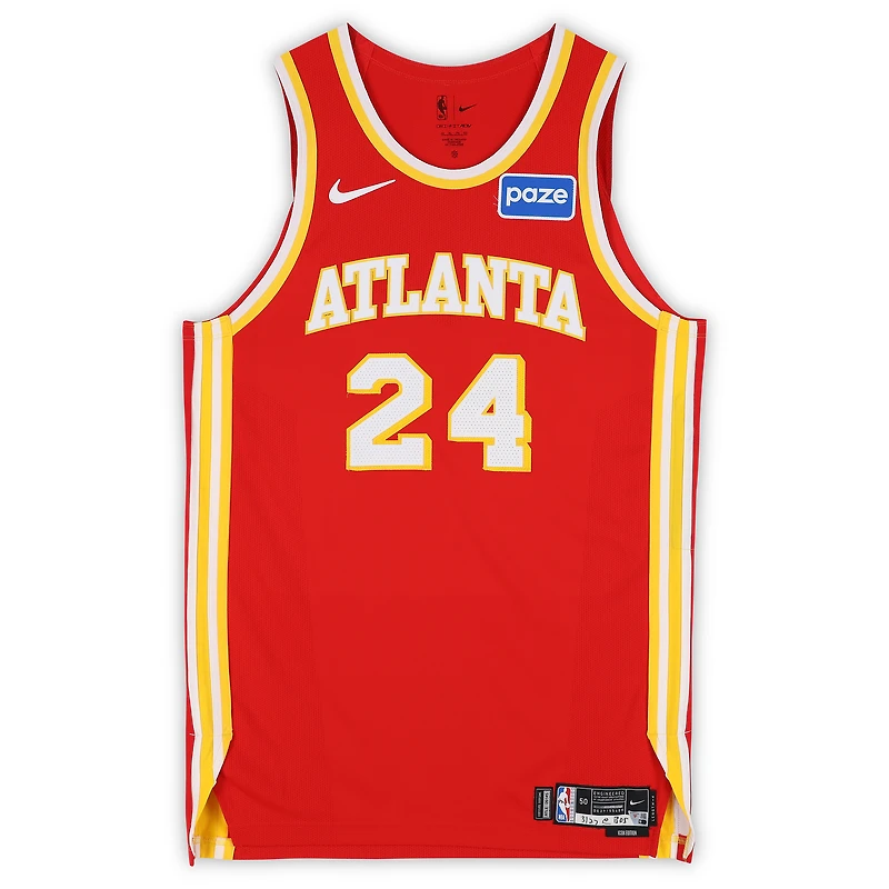 Corey Kispert Atlanta Hawks Game-Used #24 Red Nike Jersey vs. Boston Celtics on March 27, 2026 - Size 50+4